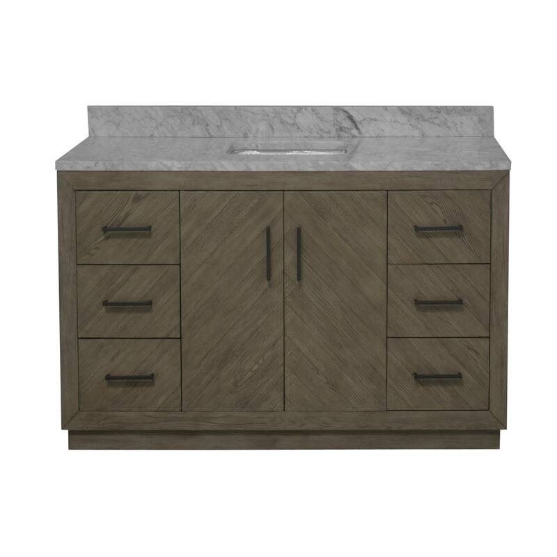 KitchenBathCollection Peyton 60" Single Bathroom Vanity with Carrara Marble Top