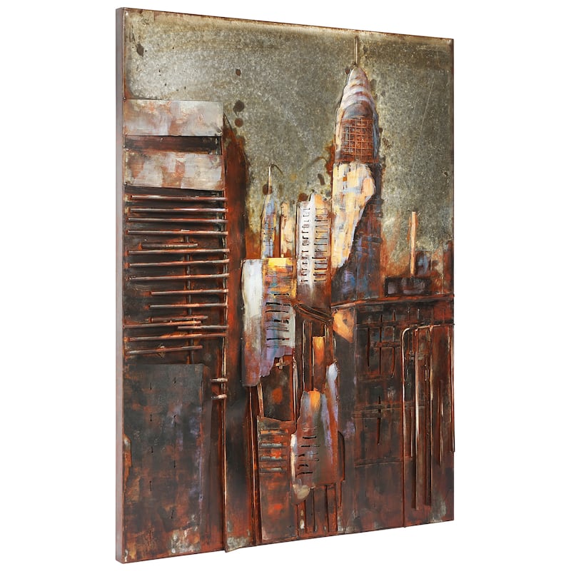 "The Chrysler Building" Mixed Media Iron Hand Painted Dimensional Wall Art