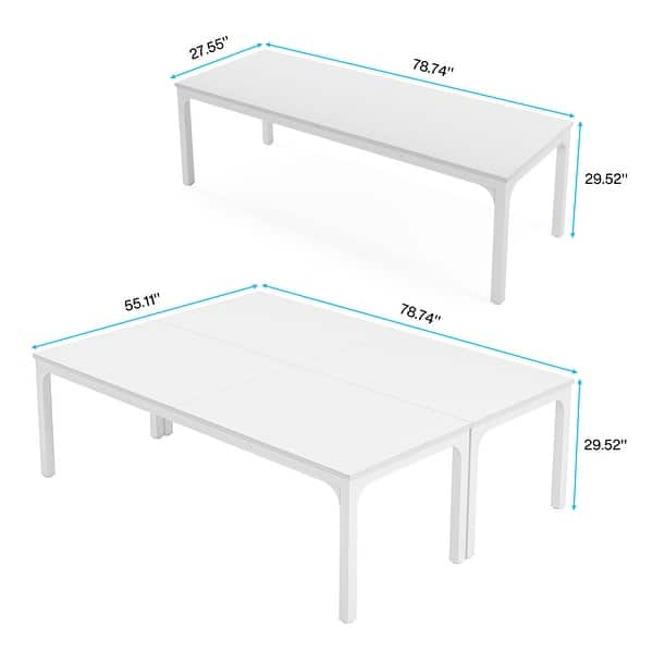 dimension image slide 2 of 9, 6.5FT Conference Meeting Seminar Business Table Set for 8-12 Person (Set of 2)