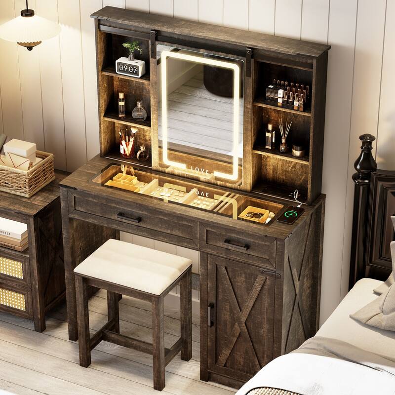 Makeup Vanity With Led Light and Outlets