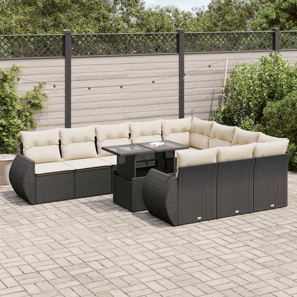 vidaXL Patio Sofa Set with Cushions Outdoor Furniture 11 Piece Poly Rattan - 24.4 x 24.4 x 27.2