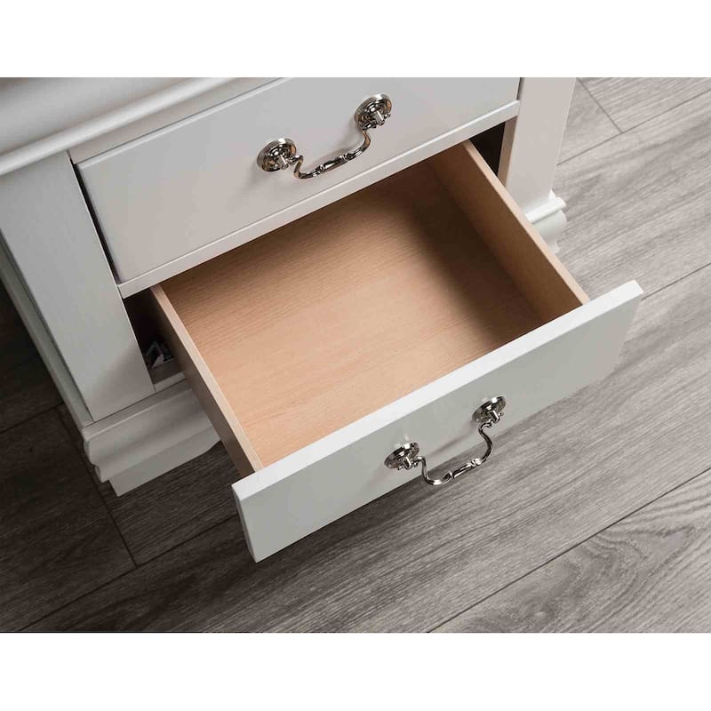 White Finish Transitional Bedroom Set Bed Nightstand Dresser Mirror Chest