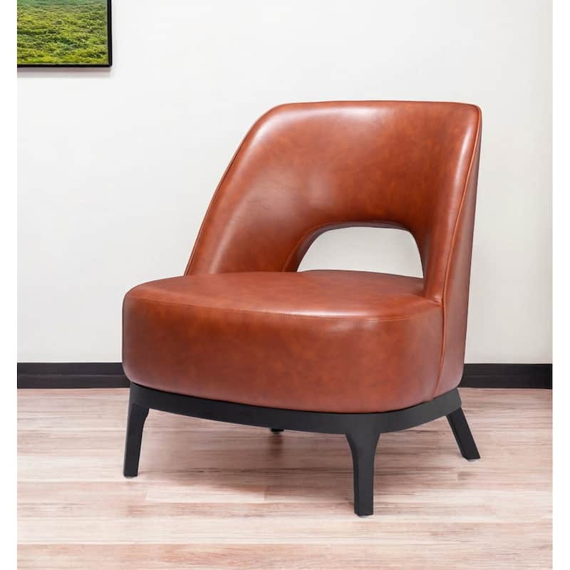 HomeRoots 26" Brown And Black Faux Leather Lounge Chair - 25.6' X '30.5' X '28.7 - 25.6' X '30.5' X '28.7