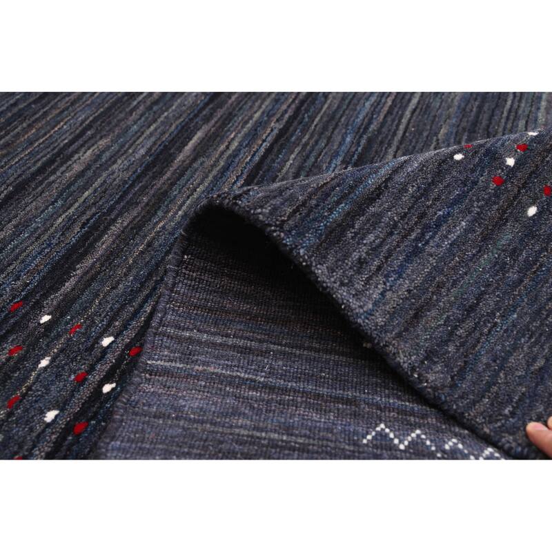 ECARPETGALLERY Hand Loomed Kashkuli Gabbeh Dark Navy Wool Rug - 4'10 x 7'9