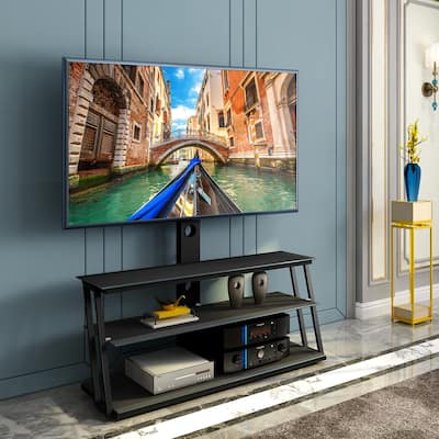 Black 41" Adjustable TV Stand with 3-Tier Shelves for 32-65" TVs