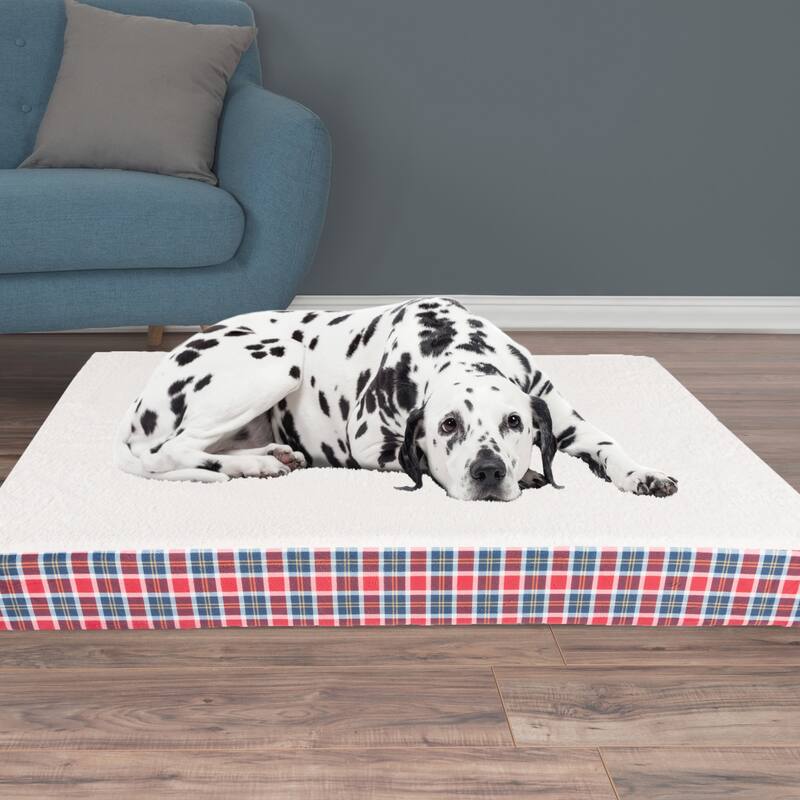 2-Layer Orthopedic Memory Foam Dog Bed with Machine Washable Sherpa Cover