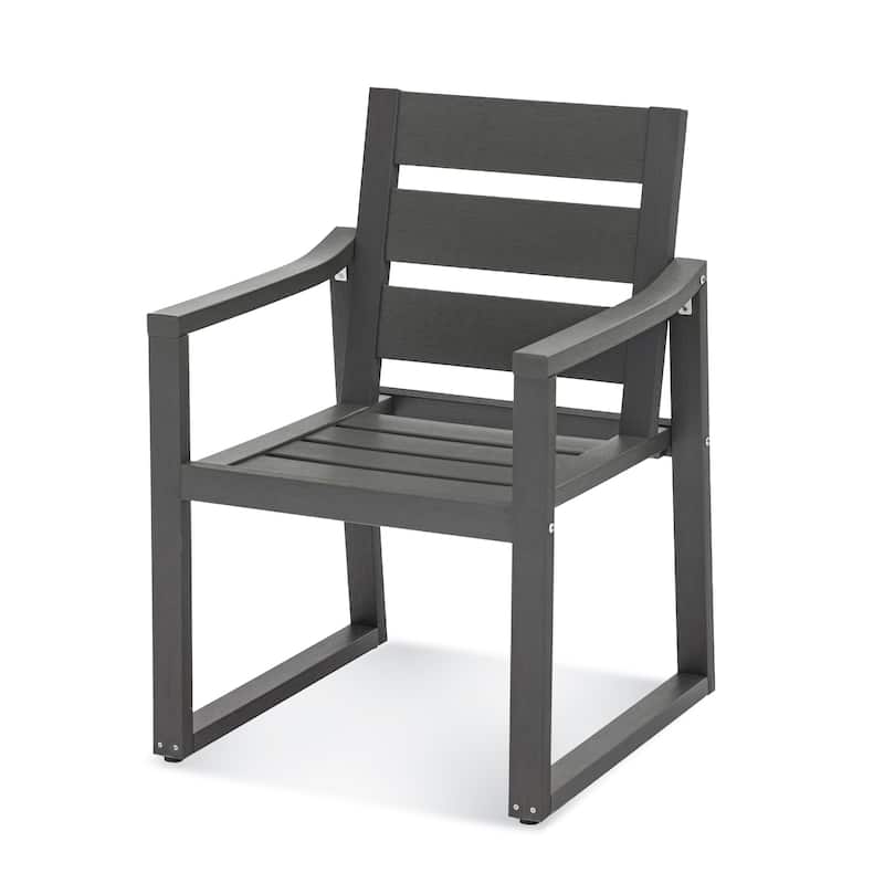 Stationary All-Weather Patio Square-Leg HDPS Dining Chairs (Set of 2) - 23.6"D x 24.6"W x 34.6"H