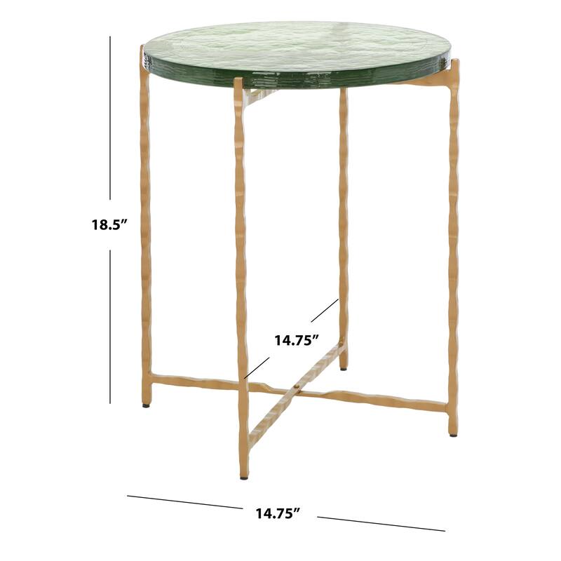 SAFAVIEH Reveka Round Glass Top Accent Table - 15 In. W x 15 In. D x 19 In. H - 15Wx15Dx19H