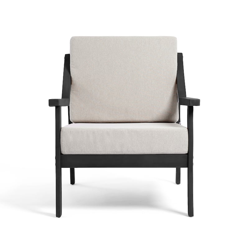 Set of 2 Outdoor Teak Wood Patio Chair with Cushion