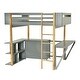 preview thumbnail 21 of 31, Full Size Wood Loft Bed With Built-in Storage Cabinet and Foldable desk