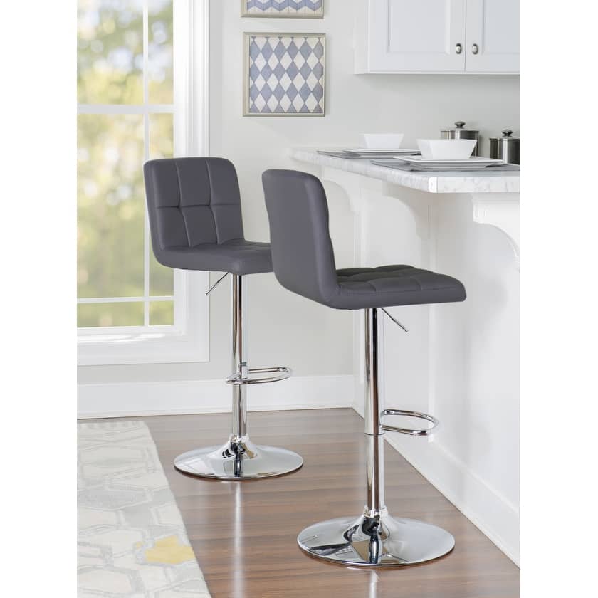 Linon Roxie Faux Leather Adjustable Height Bar Stool