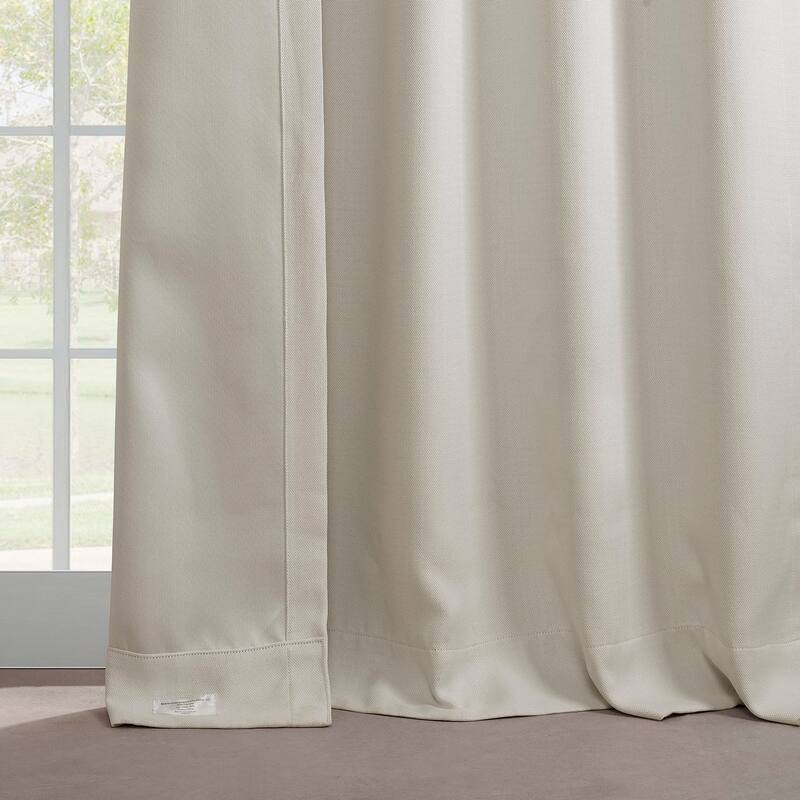 Exclusive Fabrics French Pleated Textured Faux Linen Room Darkening Curtains for Bedroom & Living Room Curtains Single Panel