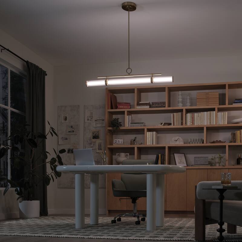 Riven 48.25 Inch LED 1 Light Linear Chandelier with Clear Fluted Glass in Champagne Bronze