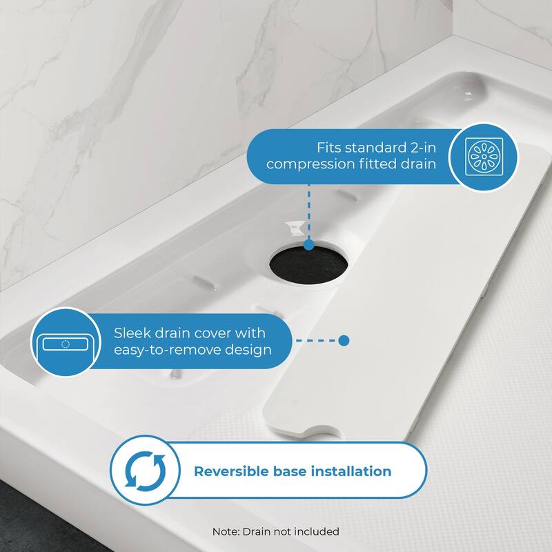 Adena White Shower Base 60x36 in white