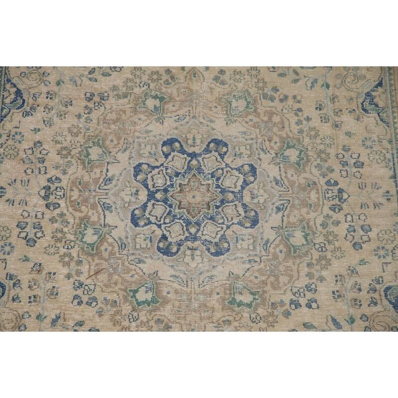 Antique Traditional Distressed Tabriz Persian Rug Handmade Wool Carpet - 6'3" x 9'9"