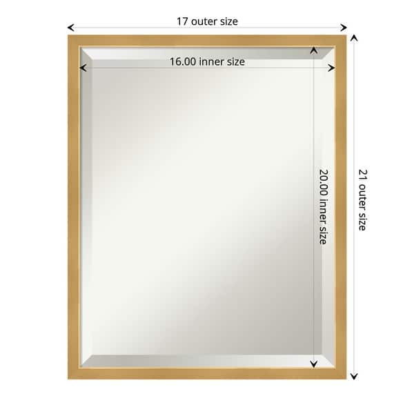 dimension image slide 1 of 5, Beveled Wood Bathroom Wall Mirror - Svelte Polished Gold Frame