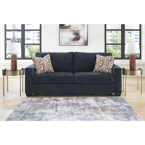 slide 2 of 22, Signature Design by Ashley Aviemore Queen Sofa Sleeper - 85"W x 37"D x 37"H Dark Blue