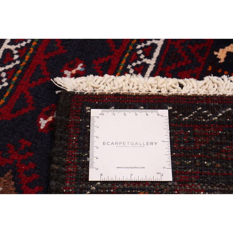 ECARPETGALLERY Hand-knotted Royal Baluch Red Wool Rug - 3'1 x 6'3