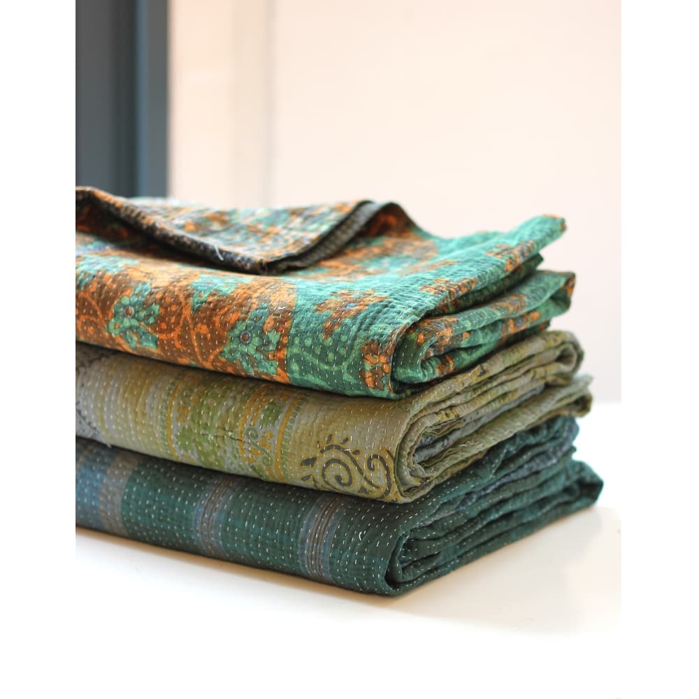 One of a Kind OverDyed Kantha Throw