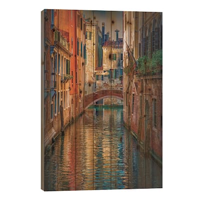 Canals Of Gold Print On Wood by Chris Lord - Multi-Color