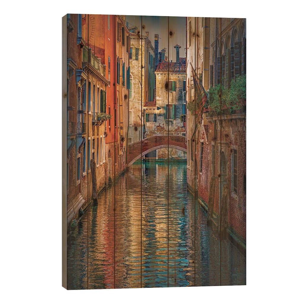 Canals Of Gold Print On Wood by Chris Lord - Multi-Color