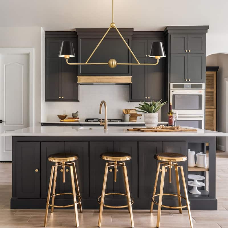 2/6-Light Industrial Vintage Gold and Black Sputnik Cone Large Chandelier for Dining Room