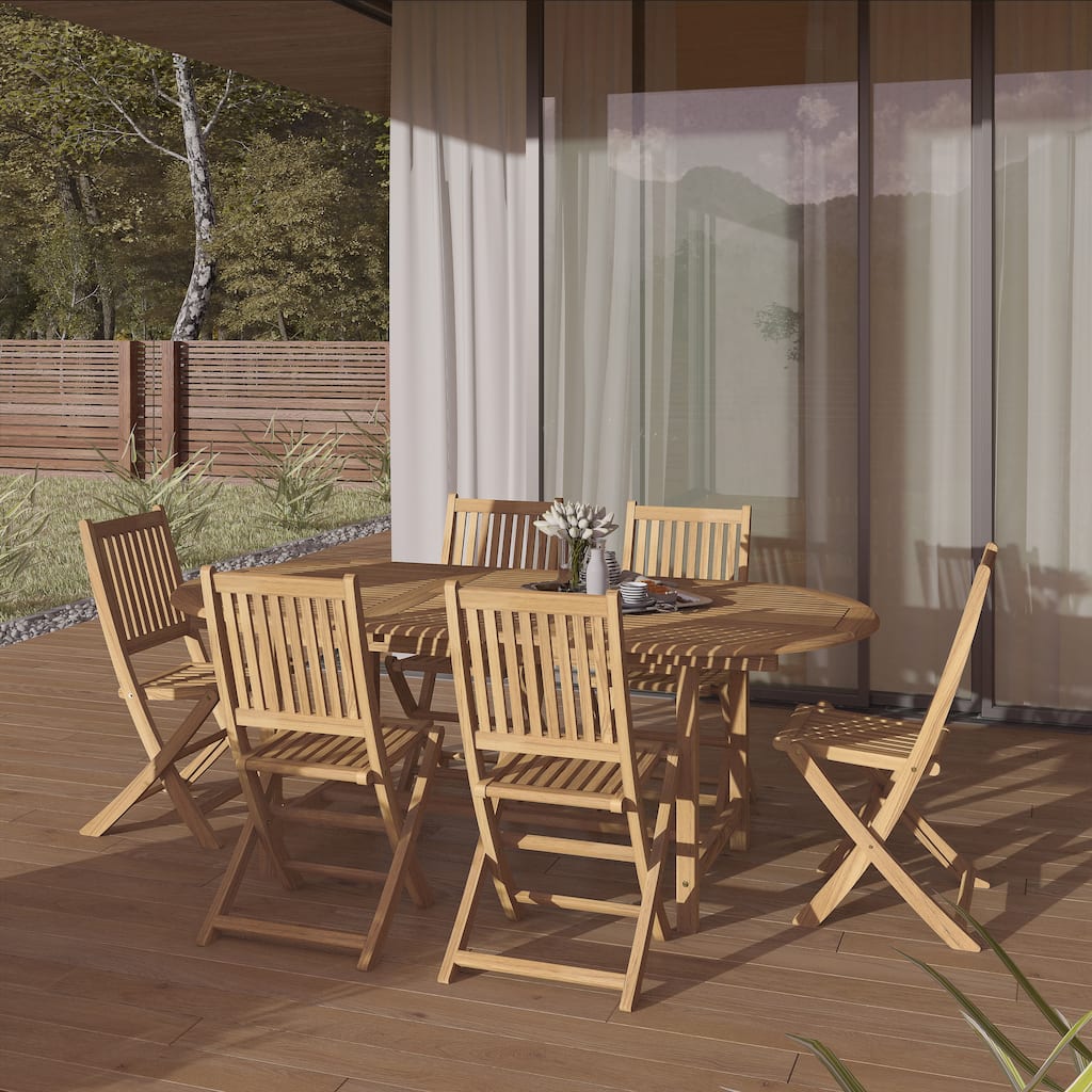 Amazonia FSC Solid Teak Danielle 7 piece Outdoor Patio Dining Set - 7 Piece