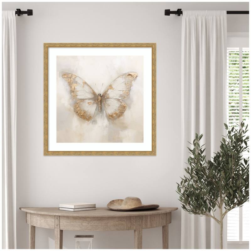 Kate and Laurel Framed Art Butterfly Neutral 2 by The Creative Bunch Studio