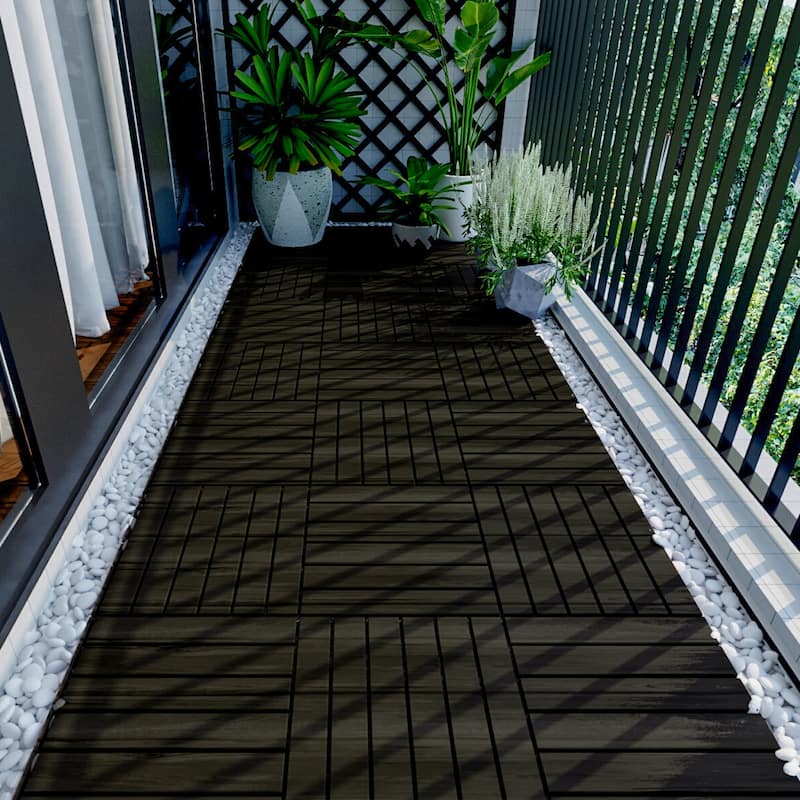 1 ft. x 1 ft. Acacia Wood Outdoor Patio Interlocking Deck Tiles-10 PCS