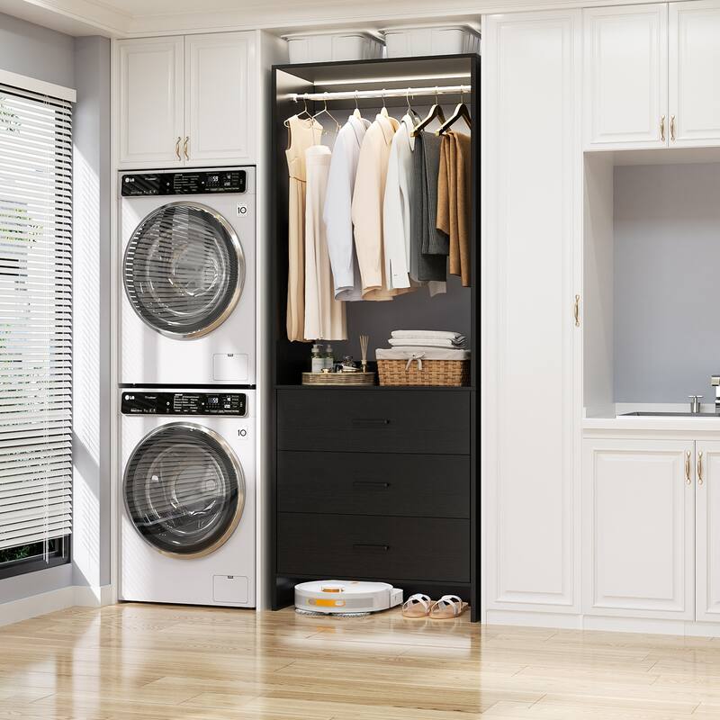 Cimly Freestanding Closet Sytem, Closet Organizer Wardrobe for Walk-in and Reach-in Closet - Black