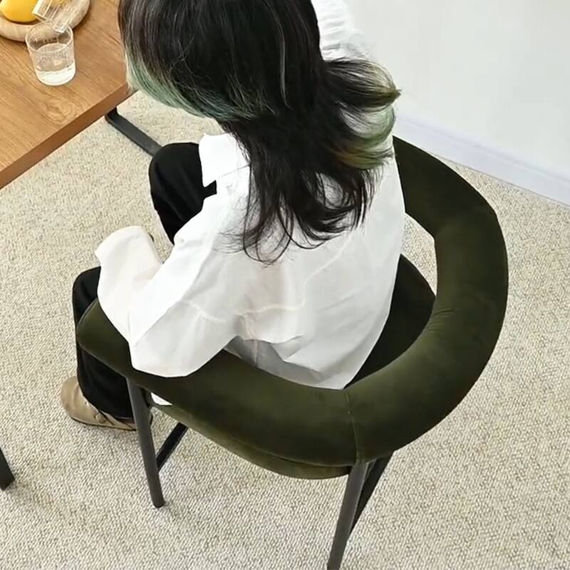 Modern 24" Upholstered Velvet Solid Back Counter Stool with Arms