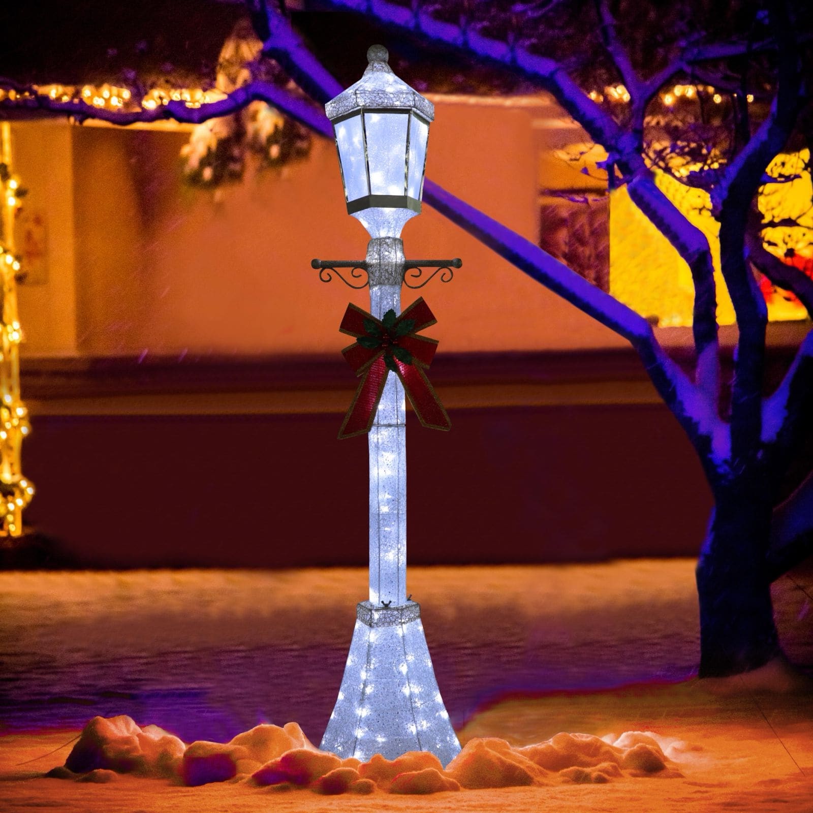 VEIKOUS 6 ft. H 3D Cool White LED Post Light Christmas Holiday Yard Decoration 6FT
