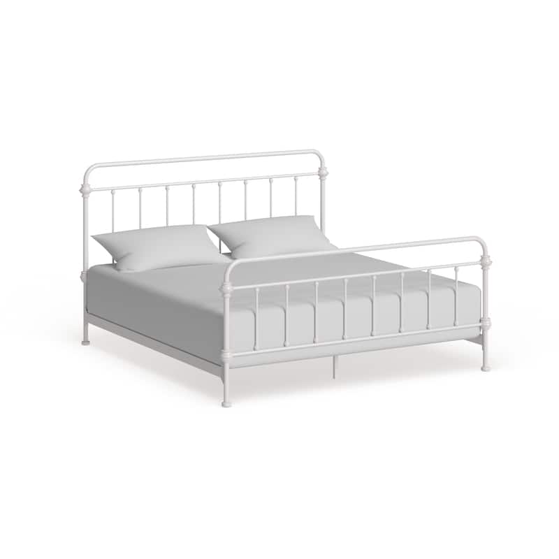 Giselle Victorian Iron Metal Bed by iNSPIRE Q Classic - Antique White - King