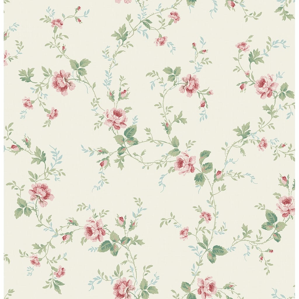 Seabrook Designs Brant Rose Vines Unpasted Wallpaper