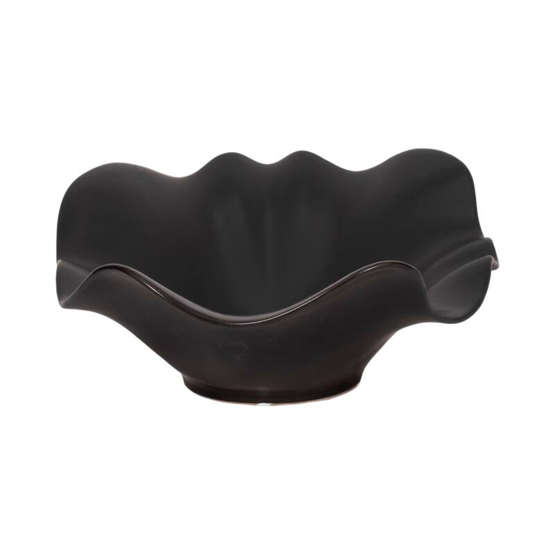 Sagebrook Home 18" Metal Ruffled Edge Bowl, 6"H - 18" x 14" x 6"