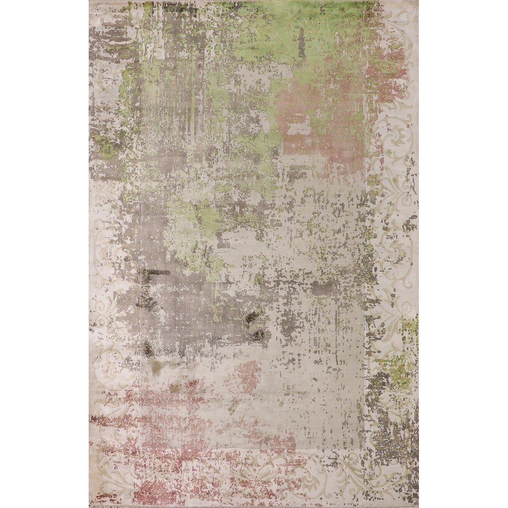 Contemporary / Abstract Area Rug Hand-Knotted Oriental Wool Carpet - 5'7" X 7'11"