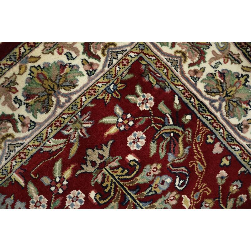 Hand Knotted Oriental 100% Wool Carpet Traditional All-Over Red Agra Area Rug - 5' 9'' X 4' 0''