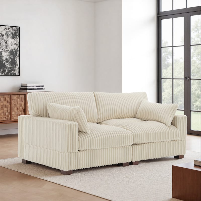 80"Plush Upholstery Loveseat Modular Sofa Couch - White