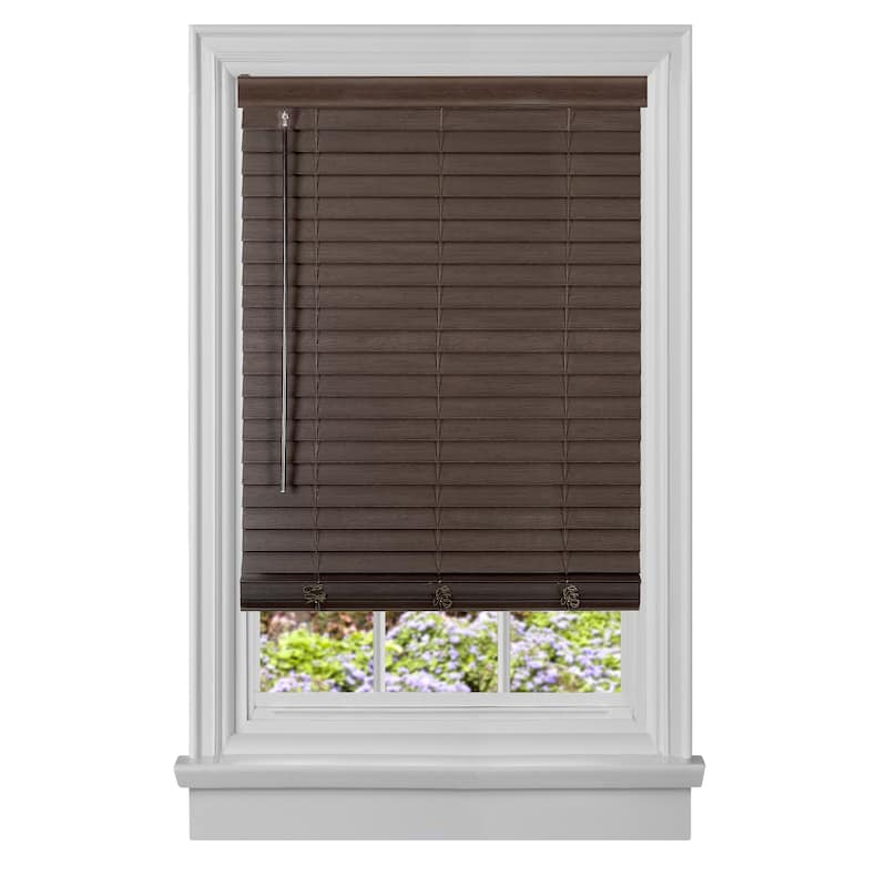 Cordless GII Madera Falsa 2" Faux Wood Blind - 37 w x 64 l inches - Mahogany