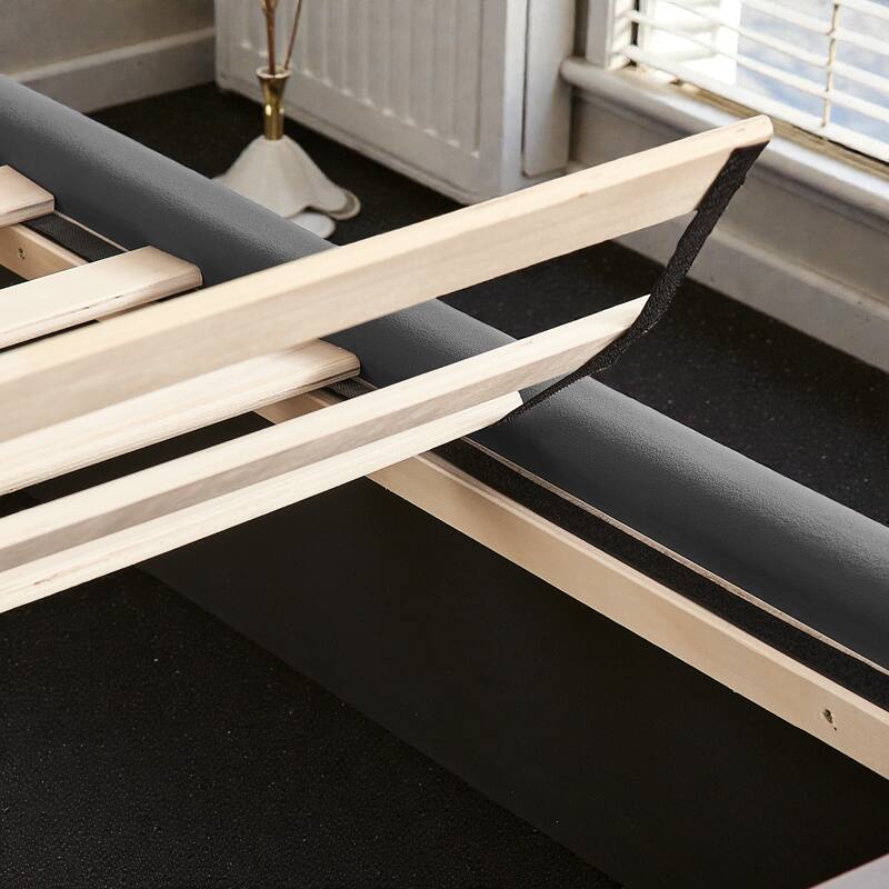 Modern Upholstered Bed Frame with Velvet Headboard, Vertical Channel Button Design, Integrated Nightstand, Platform Support