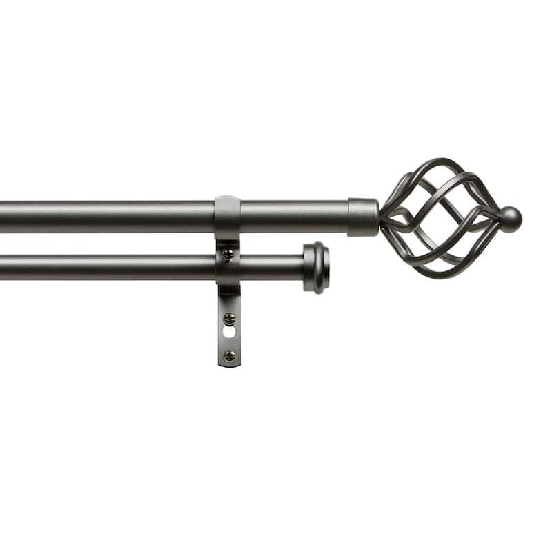 ATI Home Torch Double Curtain Rod and Finial Set - 36" to 72" - Gunmetal