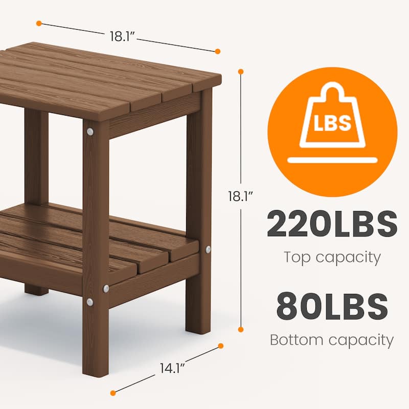 Outdoor HDPE Classic Double-Layer Adirondack Side Table