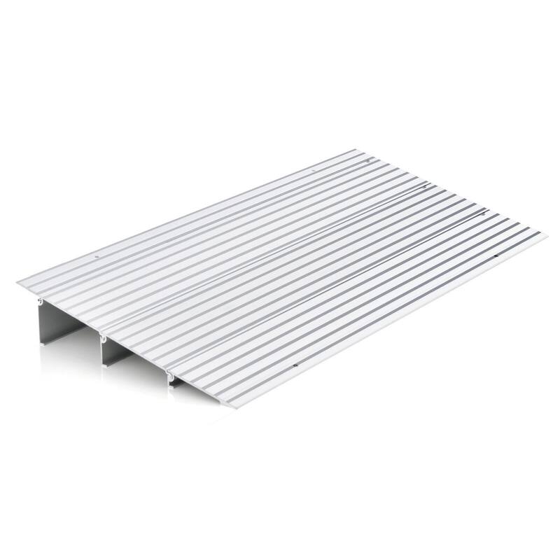Gymax 3'' Door Threshold Ramp Aluminum Adjustable Rise Entry Ramp for - Silver