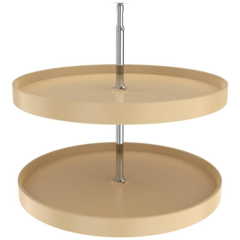 Rev-A-Shelf 6012 Series 28 Inch Full Circle 2 Shelf Lazy Susan - Almond