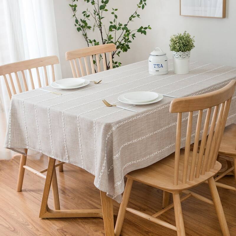 Enova Home 54"x 78" High Quality Rectangle Cotton and Polyester Tablecloth - Beige - Case Packs