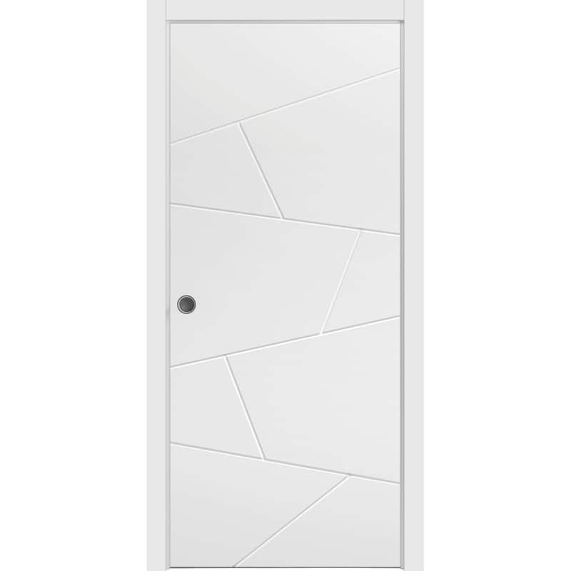Sliding French Pocket Door 18 x 80 inches | Planum 0990 Painted White | Kit Trims Rail Hardware - 18" x 80"