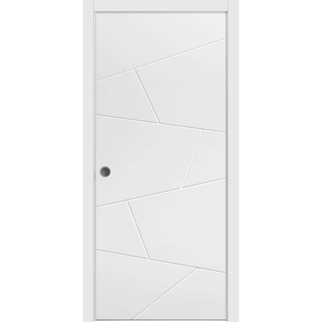 Sliding French Pocket Door 18 x 80 inches | Planum 0990 Painted White | Kit Trims Rail Hardware