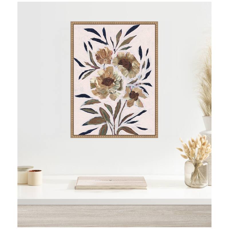 Kate and Laurel Sylvie Muted Paintrely Florals Framed Canvas by Nikita Jariwala