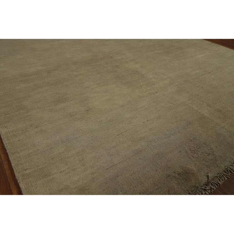 Gabbeh Oriental Rug Handmade Solid Green Wool Carpet - 5'0" x 6'6"