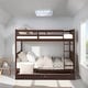 preview thumbnail 11 of 34, Full over Full Size Bunk Bed with Ladders, Solid Wood Kids Storage Bed Frame with 2-Storage Drawers for Bedroom, Walnut